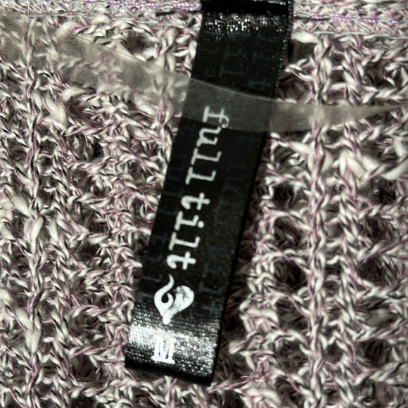 Full Tilt Purple and White Cardigan Sweater with Hood, Size Medium - Picture 6 of 6